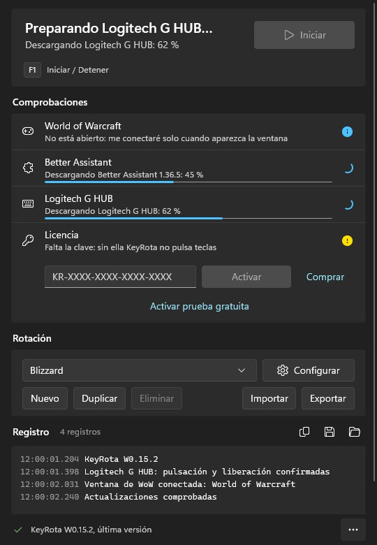 Primer inicio: KeyRota descarga Better Assistant y Logitech G HUB