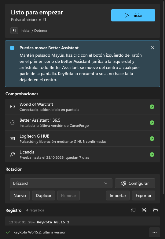 El aviso «Puedes mover Better Assistant»