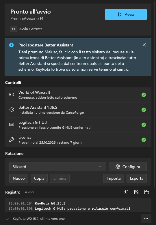 Il suggerimento blu «Puoi spostare Better Assistant»