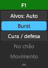 O painel expandido: também “Cura / defesa”, “No chão” e “Movimento”